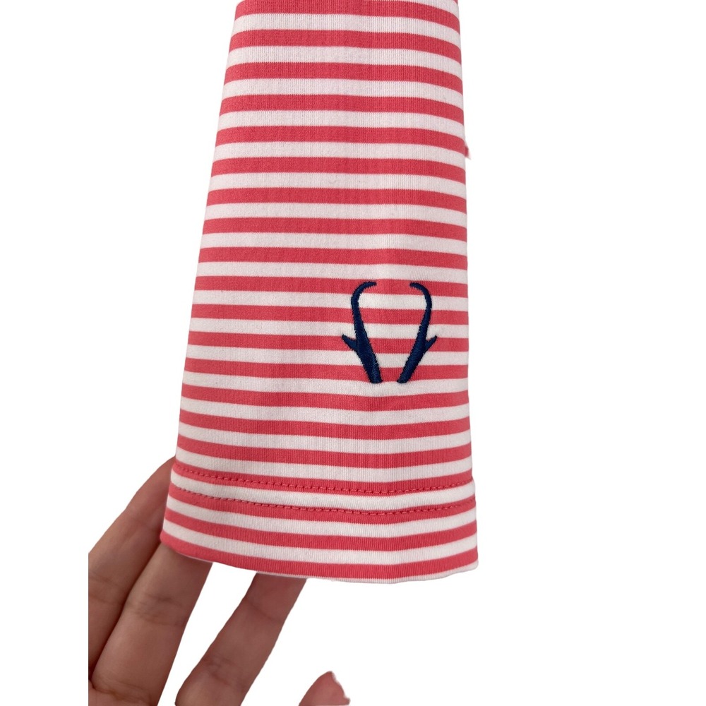 Peter Millar Men's Summer Comfort Coral Striped Polo Size Large - Picture 2 of 5